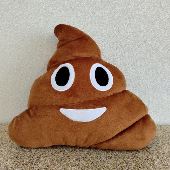 Smiling Pile of Poo Emoji Pillow Throw Accent Brown Stuffed Animal Kids Teen - Picture 2 of 10